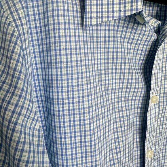 UNTUCKit Plaid Regular Fit Wrinkle Free Button Up Dress Shirt Large L Blue White - Picture 3 of 7